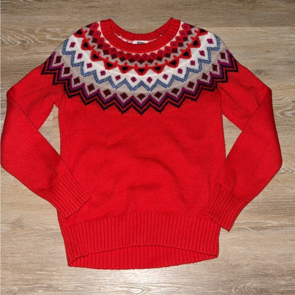 Old Navy l Fair Isle Sweater for Women in a red cotton blend